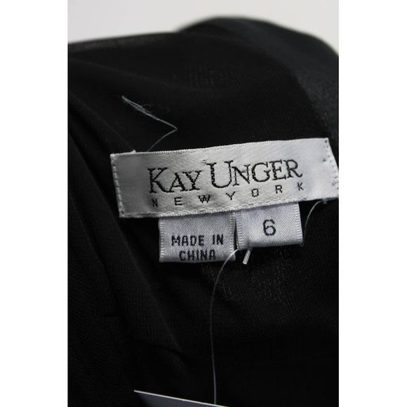 Kay Unger Womens Back Zip Half Sleeve V Neck Sheath Dress Black Size 6 - Picture 5 of 7